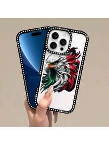 Étui de téléphone avec diamants double face représentant l'aigle mexicain, compatible avec les modèles 17/17 Air/17 Pro/17 Pro Max, 16/16 Plus/16 Pro/16 Pro Max, 15/15 Plus/15 Pro/15 Pro Max, 13/12/11/8/7/XR/XS/XS Max, étui de téléphone avec diamants, double face - Noir - Voir 4