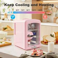 IceBlue 4L Makeup Refrigerator, Valentine's Day Gift Mini Fridge For Cosmetics And Drinks, Car/Home Use (Green/Pink/White/Black), Transparent Window And Chrome Handle - 查看 7