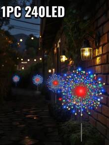 户外太阳能烟花灯，8种灯光模式，IP65防水，8种星爆灯光模式，户外节日景观草坪灯，适用于小径、花园、庭院、凉亭、草坪、门廊、露台、婚礼、派对、节日、聚会、情人节装饰 - 60/150/240/320/360颗LED灯珠（暖白光、彩色、白色） - 煙火 - 查看 16