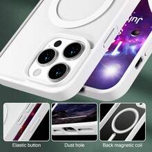 1pc Hadaasi Official Genuine White Magnetic Acrylic Hard Crystal Clear Anti-Yellowing Heat Dissipation Shockproof MagSafe Compatible Phone Case Compatible With Apple 17e/17Pro/17ProMax/Air/17/16Pro/16ProMax/16Plus/16/16E/SE4/15Pro/15ProMax/15Plus/15/14Pro/14ProMax/14Plus/14/13Pro/13ProMax/13/12Pro/12ProMax/12/11ProMax/11/11Pro - White - View 7