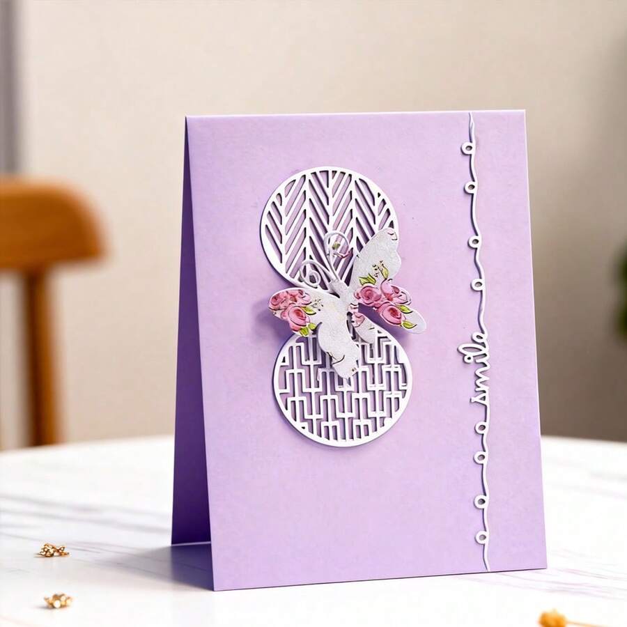 创意蝴蝶金属切割模具，DIY剪贴簿相册和压花模板，贺卡制作工具，卡片纸切割工艺品，礼品卡制作模板模切。 - 銀色 - 查看 1