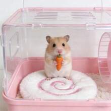 Soft Hamster Nest Pad, Hamster Round Nest, Warm Hamster Nest Pad, Small Animal All Season Bed, Pink And White, Suitable For Guinea Pigs, Hamsters, Gerbils, Ferrets, New Year Gift - Multicolor - View 1