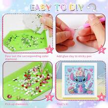 迪士尼刺绣钻石画套装，包含工具，手工DIY放松艺术装饰礼品，适合情人节、感恩节礼物（图片展示的是成品，购买后需要您自己制作）（套装包含画布、钻石、工具包和白色塑料画框） - 彩色 - 查看 9