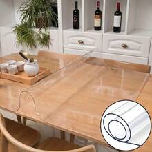1pc Transparent PVC Desk Mat, Desk Protector, Office Desk Pad, Mouse Pad, Laptop Desk Mat, Manicure Desk Mat, Coffee Table Mat, Vanity Table Mat, Super Large Tablecloth, Waterproof, Oil-Proof, Scratch-Resistant, Reusable Dining Table Mat, Suitable For Various Desk Surfaces, Thick 1.0mm - Transparent - View 12