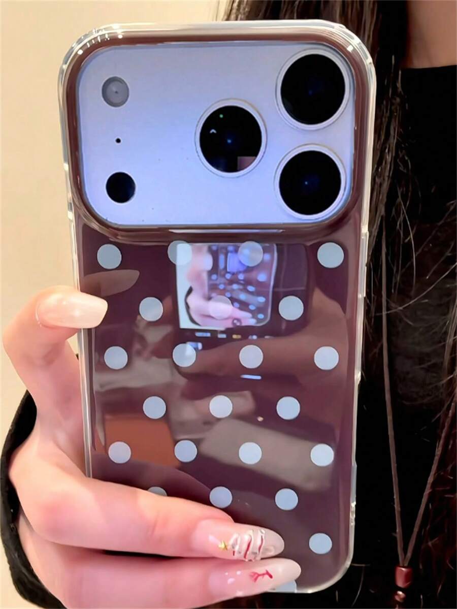 可爱波点软壳手机壳，兼容 17 Pro Max、17 Pro、17、16 Pro Max、16 Pro、16、15 Pro Max、15 Pro、15、14 Pro Max、14、13、12 Pro Max、11，简约时尚少女风边框后盖