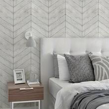 1 Roll Of Grey Geometric Herringbone Self-Adhesive Wallpaper Gray Fishbone Patterned Wallpaper Vinyl Wall Contact Paper Waterproof And Moisture-Proof Detachable And Easy To Install Wall Stickers Used For Walls, Cabinets, Shelves, Living Rooms - Easy To Install, Non-Destructive Disassembly - Light Grey - View 4