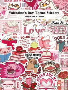 50pcs Valentine's Day Theme Stickers For Luggage Journal Cover Notebook Valentine's Day Gift Decor DIY Doodle Stickers - Multicolor - View 8