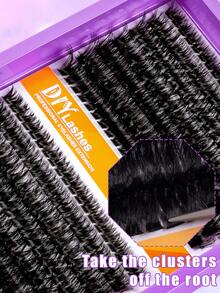 280/300 piezas Racimo de pestañas esponjosas, Racimo de pestañas individuales 60D/80D/100D, Extensión de pestañas gruesas, Racimo de pestañas rizadas en forma de D, Racimo de pestañas delgadas de 9-18mm, Pestañas postizas - Negro - Ver 6