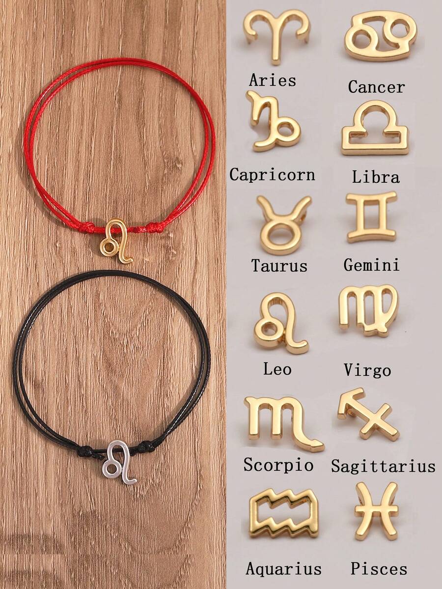 2pcs/Set New Zodiac Constellation Adjustable Bracelets, Birthday & Valentine's Day Gift For Friends And Family