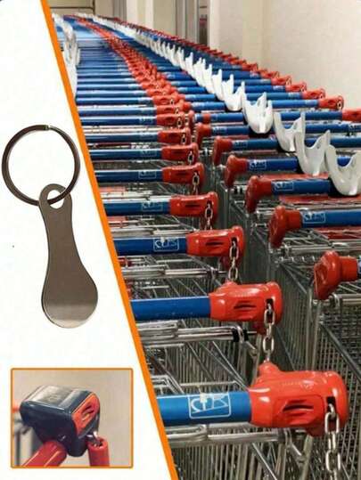1 Stück Einkaufswagen-Chip-Schlüsselanhänger aus Edelstahl für den Supermarkt, ohne Münze, perfektes Weihnachtsgeschenk (zufälliger Stil)
