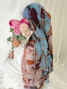 Hijab estampado em modal (1 peça), confortável, macio e respirável, ideal para uso diário com abaya. - Multicolorido - Ver 5