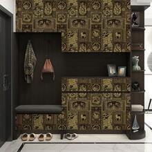 Abyssaly Black And Gold Wallpaper Retro Animals Peel And Stick Wallpaper Removable Waterproof Se- Adhesive Contact Paper For Countertop Cabinets Shel F Drawer Liner Covering 17.3\ X 78.7\ - 金色 - 查看 4