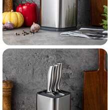 不锈钢方形刀架，创意独立式厨房刀具收纳架，餐具架 - 彩色 - 查看 8