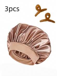 6/3 件装真丝睡帽，缎面发帽，小发夹，女士宽边高弹力帽，乔其纱睡帽，高端缎面护发帽，卷发真丝发带睡眠帽 - 彩色 - 查看 18