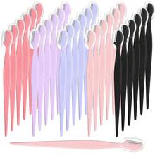 24件套女士修眉刀套装，多种颜色可选，轻松去除面部毛发，直柄修眉器，男女通用脱毛器，带保护盖，适合初学者，避免划伤面部或身体 - 彩色 - 查看 1