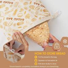 2-Pack Reusable Beeswax Bread Bags - Large 17x13 Inch For Sourdough & Homemade Bread Storage |   Beeswax Preservation, -Friendly Cotton Food Bags - Easy To Clean & Daily Use - 3-pack - View 6