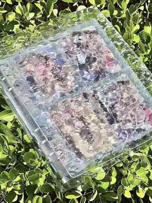 1pc Wavy Transparent Binder, Acrylic Clear File Folder Loose-Leaf Binder Cover, Can Be Used As Notebook, Planner, Card Holder, Sticker Book, Photo Album, Stationery - Clear - View 4