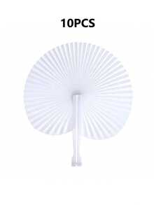 10/30/50pcs White Round Fans, Wedding Supplies Fans Hand-Held Folding Fans White Paper Folding Fans Round Fans Origami Fans - White - View 14