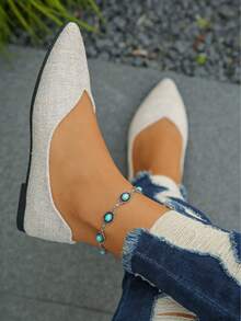 Elegant Women's Low Heeled Flat Shoes With Fashionable Pointed Design, Summer Shoes, Spring Shoes, Spring Break, Easter, Mother's Day, Christmas Gifts - V6卡其色 - 查看 5