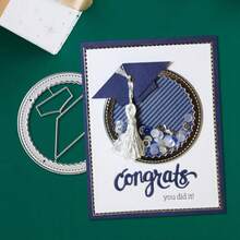 Creative Bachelor's Cap Metal Cutting Dies, DIY Scrapbooking Album And Embossing Stencil, Greeting Card Making Tool, Card Paper Cutting Crafts ,Gift Card Making Template Die Cuts.