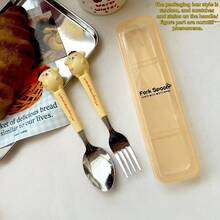 3pcs Stainless Steel Cutlery Set (Knife, Fork, Chopsticks) With Storage Box, Featuring Cute Kuromi, My Melody And Cinnamon Roll Designs By Sanrio Hello Kitty. Suitable For Family Dining, Picnics, School Supplies, Lunch Box Accessories, Office Supplies. Includes Chopsticks, Spoon And Fork. Perfect Gift (Official Licensed Product). Adorable Cartoon Stainless Steel Portable Cutlery Set, Suitable For Children, Students And Outdoor Travel.