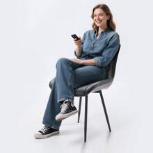 Juego de 2 sillas de Comedor de Piel sintética Negra para Cocina, Comedor, cómoda Silla Moderna de Mediados de Siglo con Patas de Metal, Silla Lateral tapizada para Sala de Estar - Negro - Ver 4