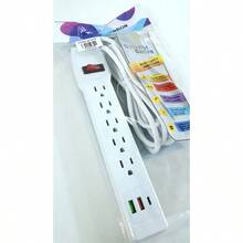 Cable de extensión estándar para uso doméstico con múltiples enchufes y un interruptor de encendido. - Blanco - Ver 6