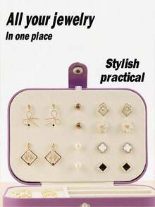 1pc Travel Jewelry Box, Portable Jewelry Organizer, Makeup Brush Storage Box, Large Capacity Desktop Organizer, Multi-Functional Storage Box For Rings, Necklaces, Earrings, Travel, Business Trip, Beach, Gift For Girlfriend , Makeup Room Decor - Multicolor - View 5