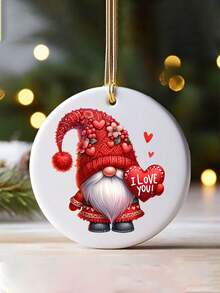 4张红色小矮人情人节爱心DIY UV DTF转印贴纸，适用于工艺品、手账、玻璃杯、咖啡杯、杯子、花瓶、笔记本电脑、手机壳、贺卡、插画、剪贴簿、装饰转印贴纸、家居装饰，6.8厘米 - 紅色 - 查看 6