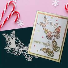 1个蝴蝶金属切割模具，适用于DIY剪贴簿、压花、手工卡片和礼品卡，工艺工具 | 蝴蝶图案 | 工艺工具 - 銀色 - 查看 2