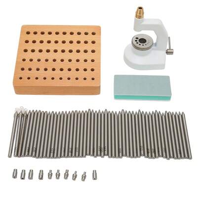 Watch Repair Staking Tool Press Set Watchmaker Jewelling Punching Kit with 50 Punches 10 Stakes