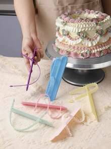 1 pieza/3 piezas Regla curva para medir fondant, herramienta para decorar pasteles, herramienta de repostería casera con escala de regla, herramienta de precisión ajustable en arco, disponible en varios colores, adecuada para decorar pasteles de cumpleaños, bodas, fondant, buttercream - Multicolor - Ver 1