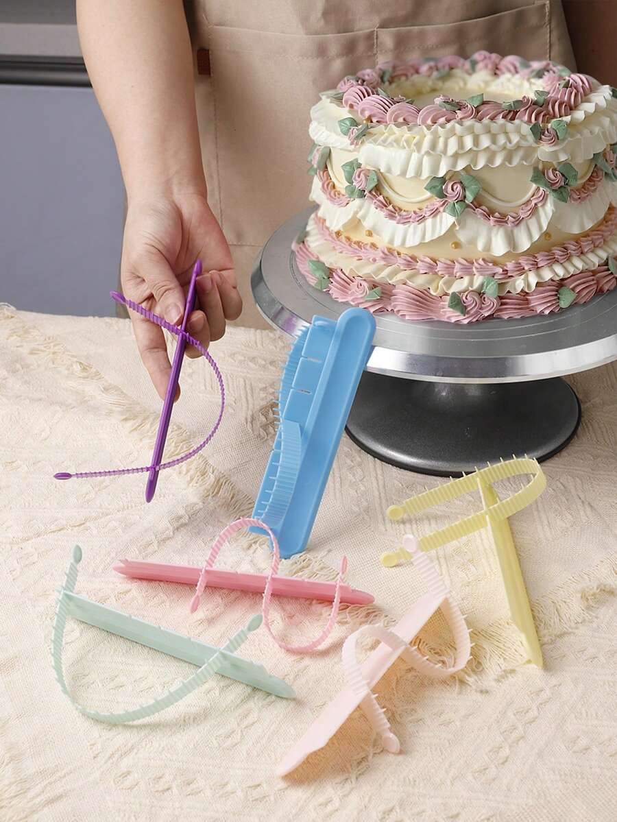 1 pieza/3 piezas Regla curva para medir fondant, herramienta para decorar pasteles, herramienta de repostería casera con escala de regla, herramienta de precisión ajustable en arco, disponible en varios colores, adecuada para decorar pasteles de cumpleaños, bodas, fondant, buttercream - Multicolor - Ver 1