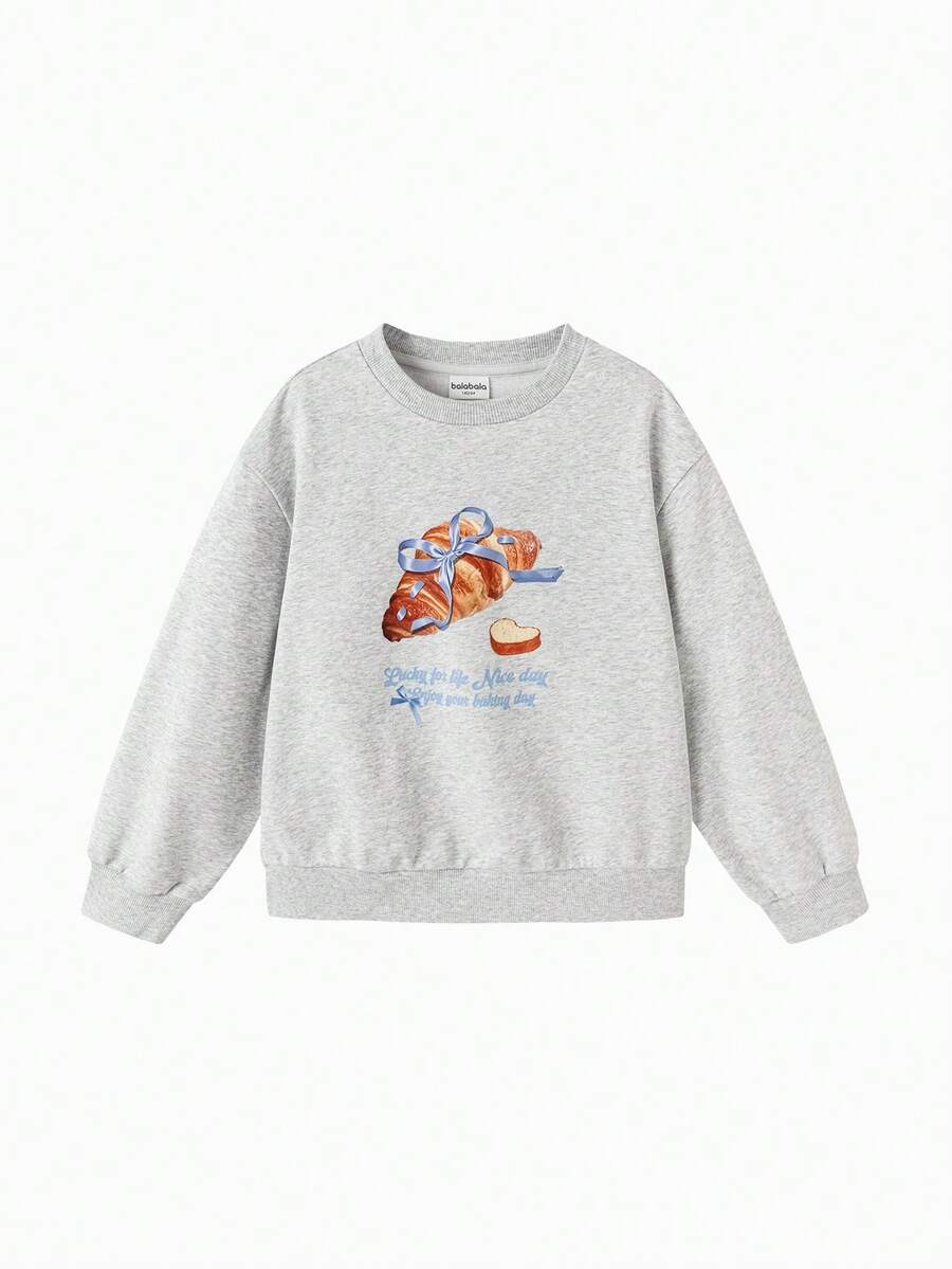 Balabala Tween Girl Long Sleeve Sweatshirt, Base Layer Spring 2026 - Light Gray - View 1