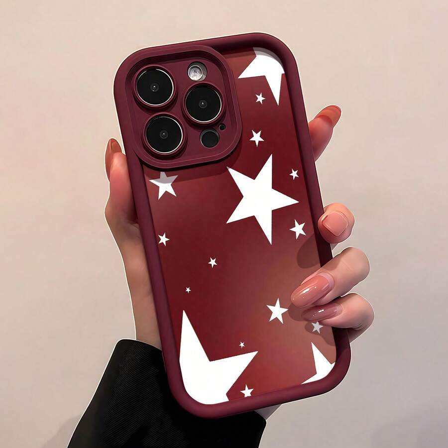 La funda para teléfono con espejo con patrón de noche estrellada también se puede usar como espejo y es compatible con 17, 16 Pro Max, 15 Pro Max, 13 y 12. Está hecha de TPU y brinda protección contra golpes y caídas, es perfecta para regalar a familiares, amigos, celebraciones de temporada y ocasiones especiales como Navidad, cumpleaños o simplemente porque sí. - Burdeos - Ver 1