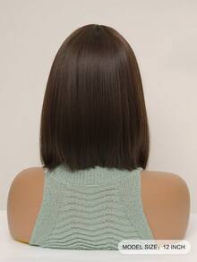 酷棕色短款波波头假发，12英寸，女士自然款，高品质蓬松透气耐热合成纤维，专为时尚日常佩戴而设计，完美适用于约会、摄影、角色扮演、优雅派对、音乐节和休闲聚会。 - 棕色 - 查看 3