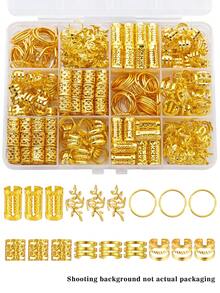 60个金色发圈，适用于辫子，6种款式（叶子形状），适用于脏辫，可调节发箍，发饰，辫子饰品，发珠装饰，女孩款