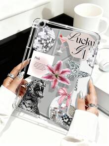 Leopard Light Ball Lily Pattern Tablet Case Compatible With IPad Air 11-Inch M3 2025 / M2 2024, IPad Air 5th Generation 2022 , IPad (A16) 11 Inch 11th Generation 2025,Compatible With Samsung Galaxy Tab,Kindle Paperwhite 12th Gen 2024, Clear Back ,Fashion Pattern Protective Case,Autlueomatic Sleep And Wake-Up Function, Airbag Protection, Suitable For Gifts And Office Use - Multicolor - View 4