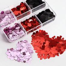 6pcs Red & Black Heart Shaped Thin Flakes, Valentine's Day Heart Epoxy Resin Sequins For Epoxy Resin Filling, Laser Cut Heart Resin Sequins Filling Silicone Mold, Handmade DIY - Multicolor - View 4
