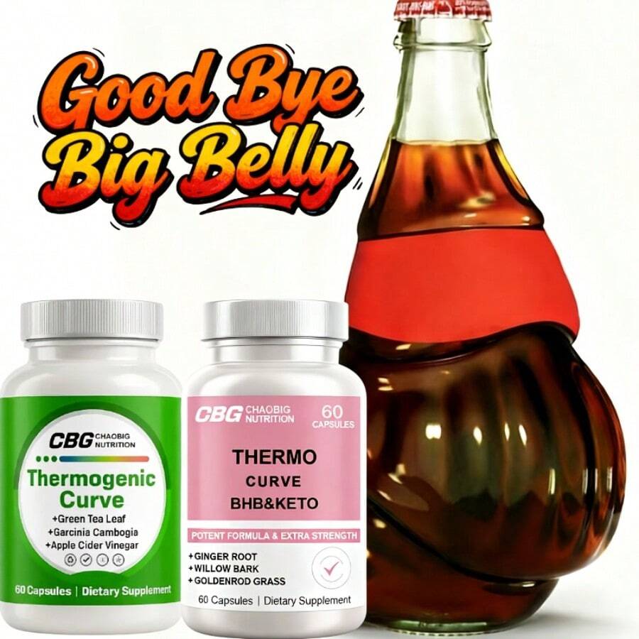 Good Bye Big Belly - Thermogenic Curve And Thermo Curve BHB & KETO | Dietary Supplement With Green Tea Leaf, Garcinia Cambogia, Apple Cider Vinegar, Ginger Root, Willow Bark, Goldenrod Grass - Suitable For Women And Men - Capsules - Packaging May Vary - THERMO CURVE - 查看 1
