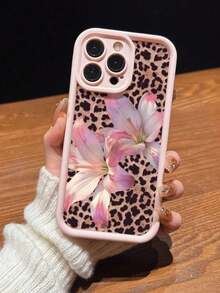 Cute Pink Lily Flower & Leopard Print Matte Anti-Drop Phone Case Compatible With IPhone 11, 12, 13, 14, 15, 16, 13 Pro Max, 16 Plus, XR, 7, 8 Plus, 17 Pro Max, AIR - 款式11(1pc) - 查看 5
