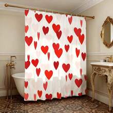 1pc Cheerful Heart Pattern Decorative Background Cloth, Red And Pink Heart Design, Home Wall Decor, Essential Item For Love Theme Enthusiasts, Vibrant Modern Art Style Decorative Background Cloth, Home Decor, Durable Material - Multicolor - View 2