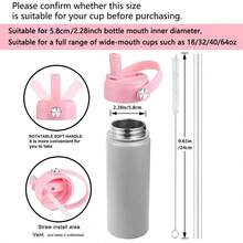 4个替换吸管盖，适用于12/16/18/20/32/40/64盎司宽口水瓶，包含2根吸管和1个清洁刷，兼容其他宽口水瓶。