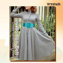 VONMELLI Stretchy Wide Women Belts Elastic Vintage Belts For Women Fashion Ladies Waist Belt For Dress - 藍綠色 - 查看 5