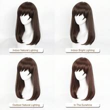 Tóc giả cosplay Yewell, dài 23 inch, màu nâu sô cô la, có mái, thuộc dòng Dream Daily, phụ kiện đội đầu cosplay Nhật Bản, thích hợp cho các buổi tiệc riêng, nhập vai hàng ngày, Halloween, Sakamoto Daily. - Màu nâu Sô-cô-la - Xem 6