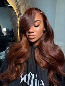 Uveous 34 Inch Chocolate Brown Lace Front Wig Human Hair 13x4  Body Wave Lace Front Wig Human Hair Pre Plucked With Baby Hair 4 HD Lace Wig Human Hair 200% Density Colored Wigs - S4 - 查看 4