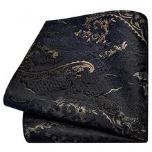 GUSLESON 8cm Paisley Tie Set For Men Necktie Lapel Pin Pocket Square Cufflinks Set For Men,Black/Brown - 黑色/棕色 - 查看 4