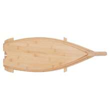 SENDERPICK Sushi Boat Serving Tray, 27.6" Large Size Boat-Shaped Sushi Serving Tray, Bamboo Sushi Boat Serving Tray - 原木色 - 查看 6