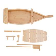 SENDERPICK Sushi Boat Serving Tray, 27.6" Large Size Boat-Shaped Sushi Serving Tray, Bamboo Sushi Boat Serving Tray - 原木色 - 查看 7
