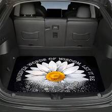 1pc Sunflower Print Car Trunk Mat, Essential Travel Accessory, Fits Multiple Vehicle Models, Elegant Car Decor To Uplift Interior Ambiance And Keep Trunk Clean & Dry. Suitable For Commuting, Road Trips And Home Use. Easy To Clean/Machine Washable/ Car Trunk Liner/Universal Fit